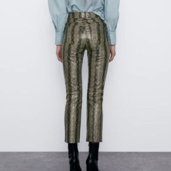 Zara Snake Print Boot Cut Pants - Brown and Black - Picture 11 of 11